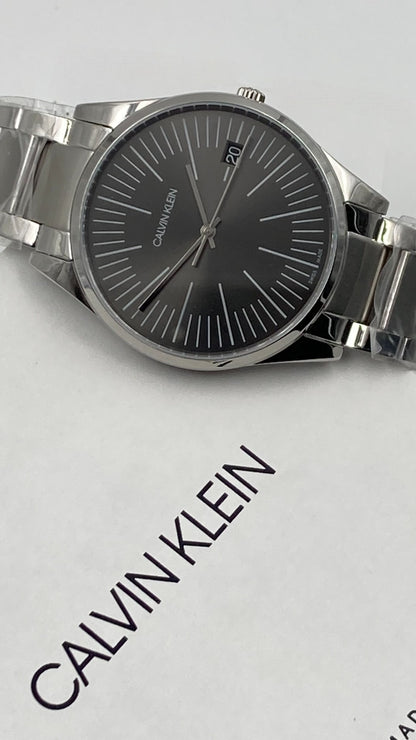 New Swiss Made CALVIN KLEIN Quartz Grey Dial Men's Watch