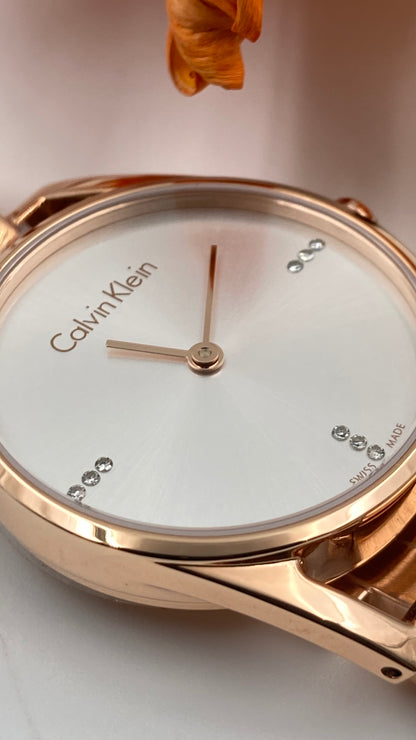 New Swiss Made CALVIN KLEIN Dainty Silver Dial Ladies Quartz Watch