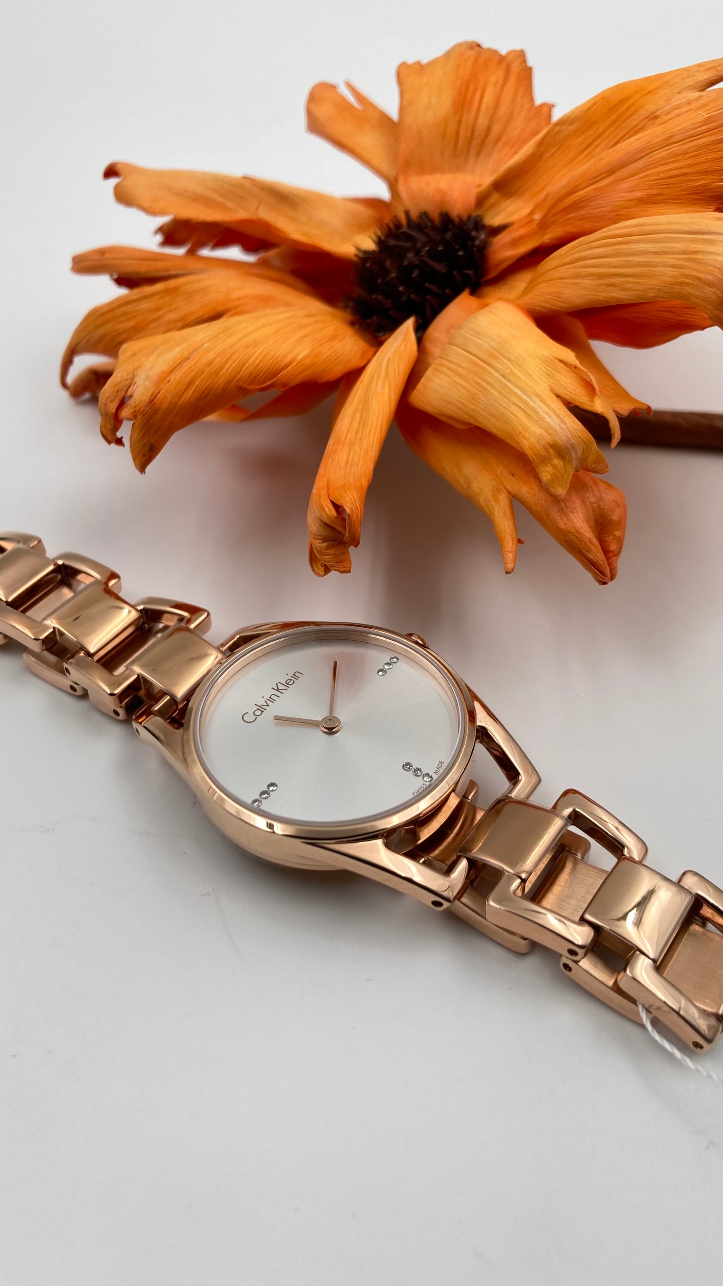 New Swiss Made CALVIN KLEIN Dainty Silver Dial Ladies Quartz Watch
