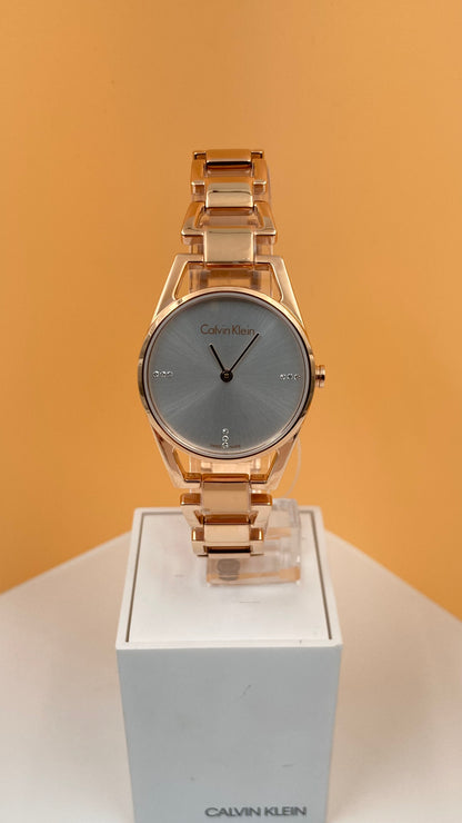 New Swiss Made CALVIN KLEIN Dainty Silver Dial Ladies Quartz Watch