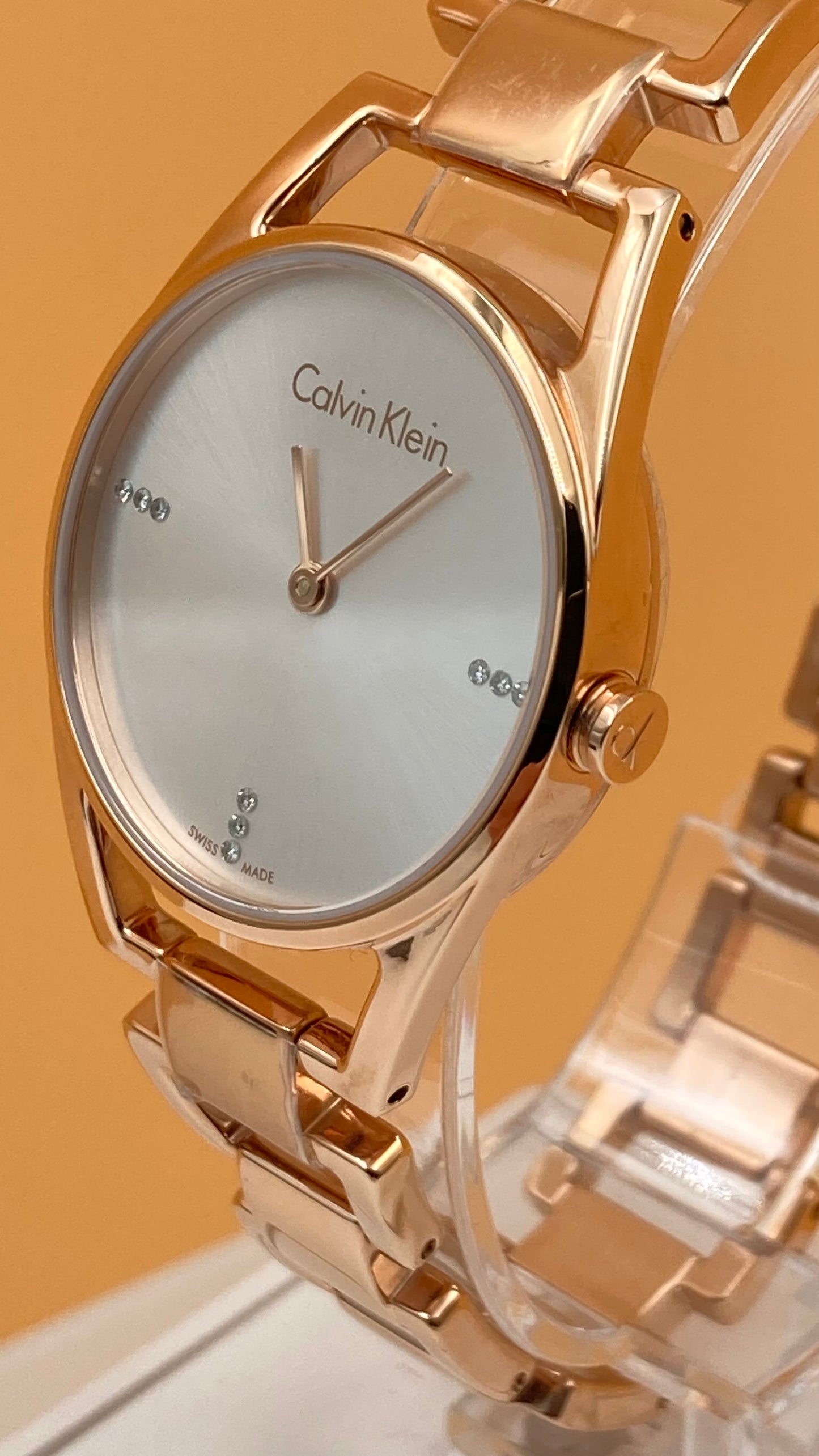New Swiss Made CALVIN KLEIN Dainty Silver Dial Ladies Quartz Watch
