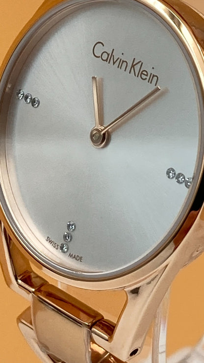 New Swiss Made CALVIN KLEIN Dainty Silver Dial Ladies Quartz Watch