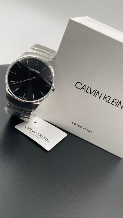 New Swiss Made CALVIN KLEIN Watch Classic Quartz Black Dial Men's Watch