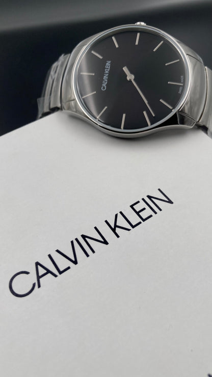 New Swiss Made CALVIN KLEIN Watch Classic Quartz Black Dial Men's Watch