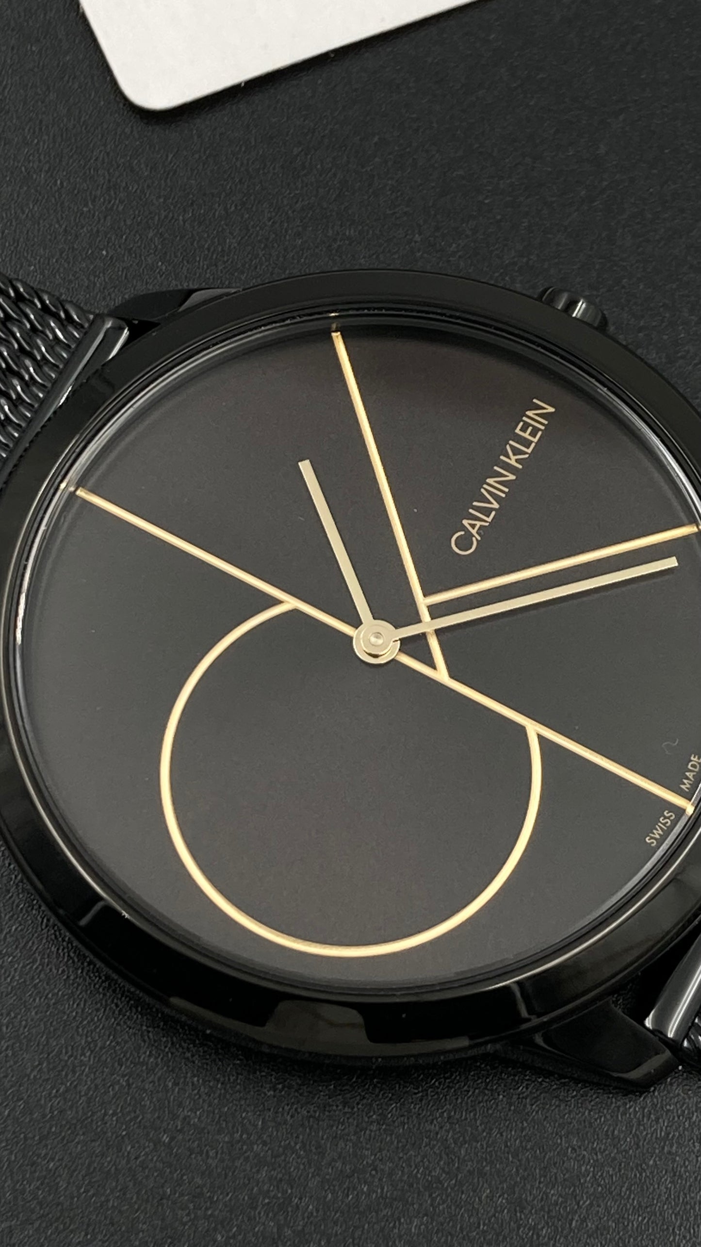 Neu Swiss Made Calvin Klein Herren Quarzuhr Edelstahl Schwarz Zifferblatt 40mmWa 