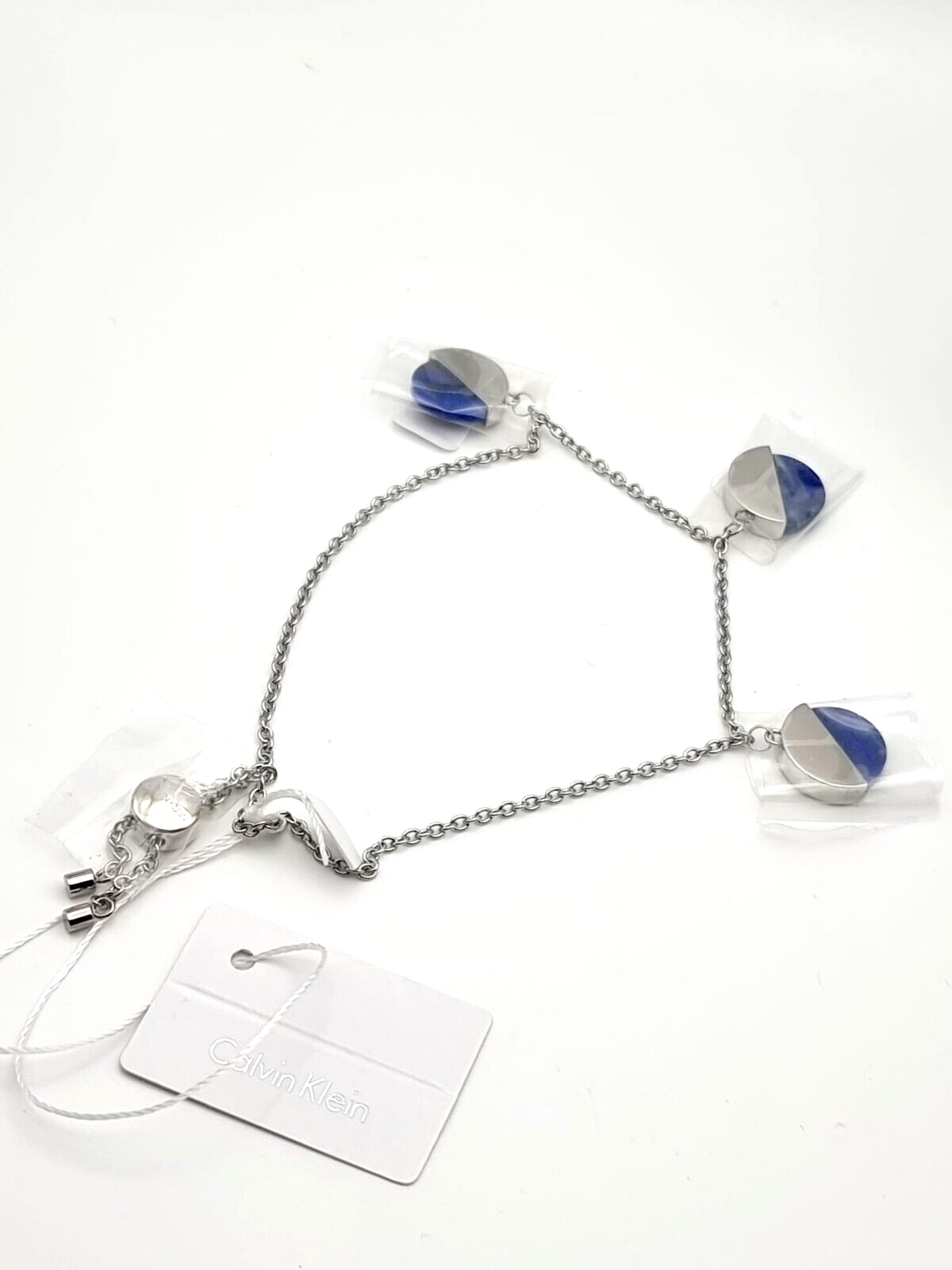 Neu CALVIN KLEIN SPICY KJ8RLB040200 EDELSTAHLARMBAND - BLAUER STEIN