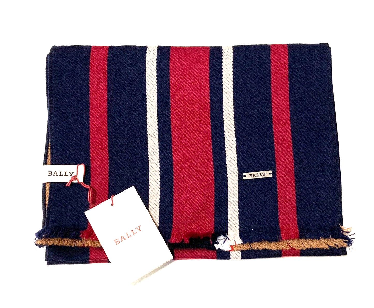 New BALLY MULTI BLUE NAVY STRIPED SCARF - JACQUARD