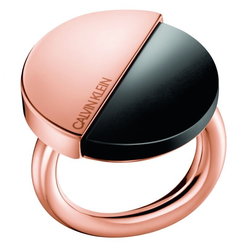 New CALVIN KLEIN SPICY KJ8RBR140107 ROSE GOLD RING - BLACK STONE - SIZE 55