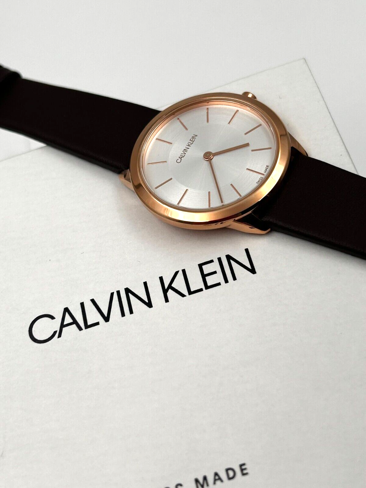 New Swiss Made CALVIN KLEIN Minimal Quartz Silver Dial Ladies Watch