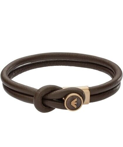 Neu EMPORIO ARMANI HERREN LEDERARMBAND EGS2213251 - BRAUN
