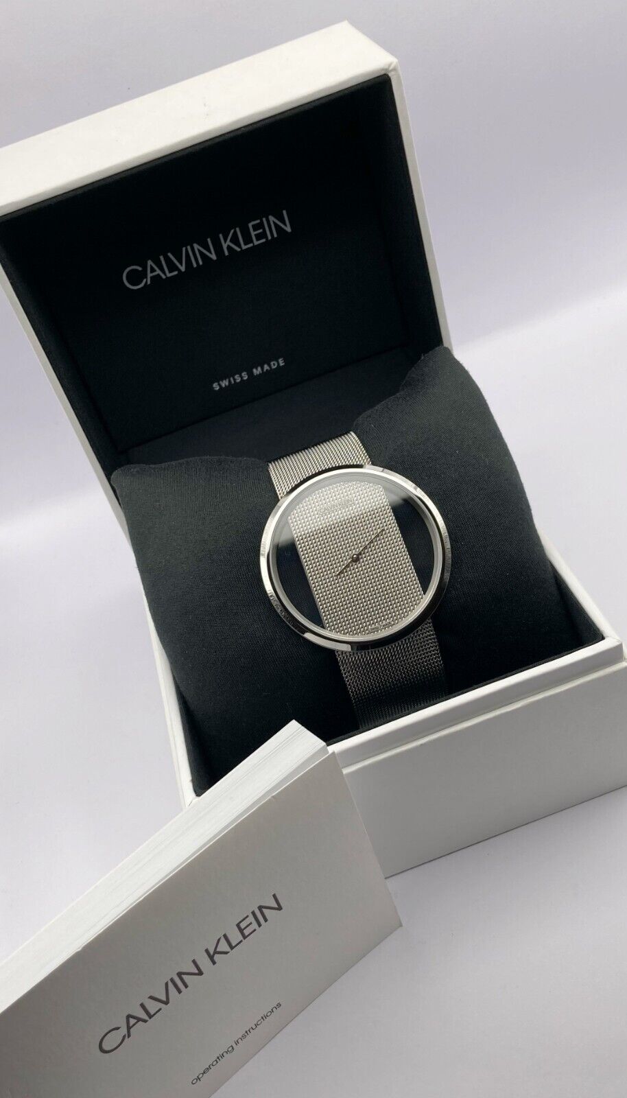 New Swiss Made CALVIN KLEIN Quartz Clear Dial Ladies Watch