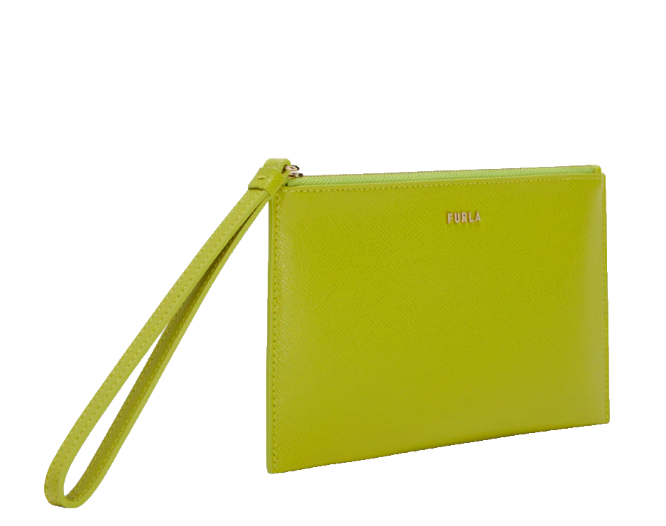 Neu FURLA BABYLON UMSCHLAGTASCHE - LIME YELLOW