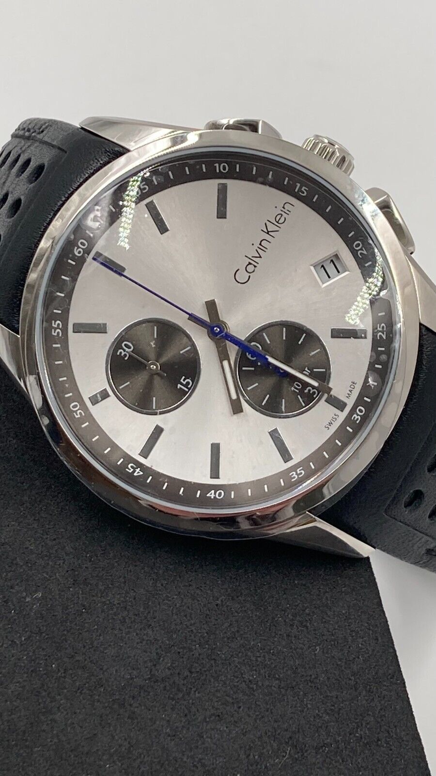 New Swiss Made CALVIN KLEIN Bold Chronograph Silver Dial Men's Watch