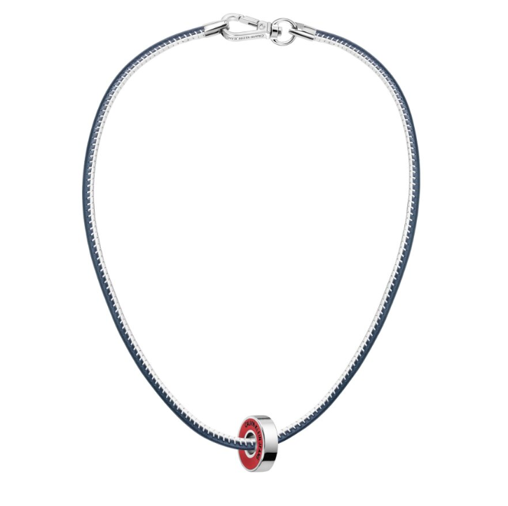 New CALVIN KLEIN JEANS KJJBRN090100 STAINLESS STEEL LEATHER NECKLACE