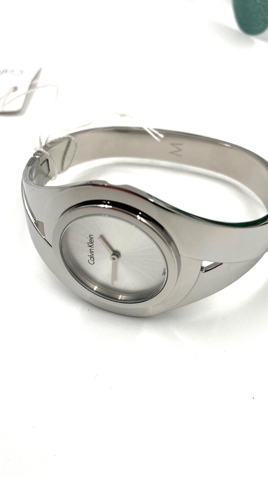 New Swiss Made CALVIN KLEIN Sensual Silver Dial Medium Bangle Ladies Watch