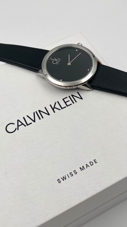 New Swiss Made CALVIN KLEIN Minimal Quartz Diamond Black Dial Ladies Watch