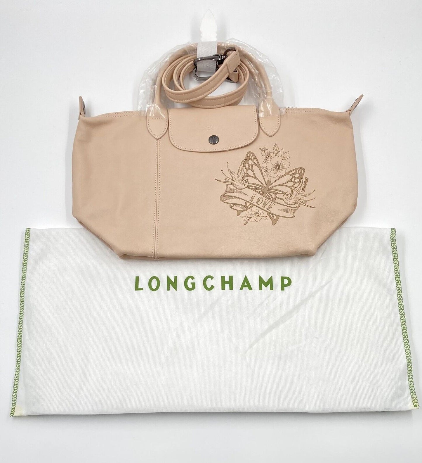 LONGCHAMP LE PLIAGE CUIR TOP HANDLE BAG SMALL - NUDE