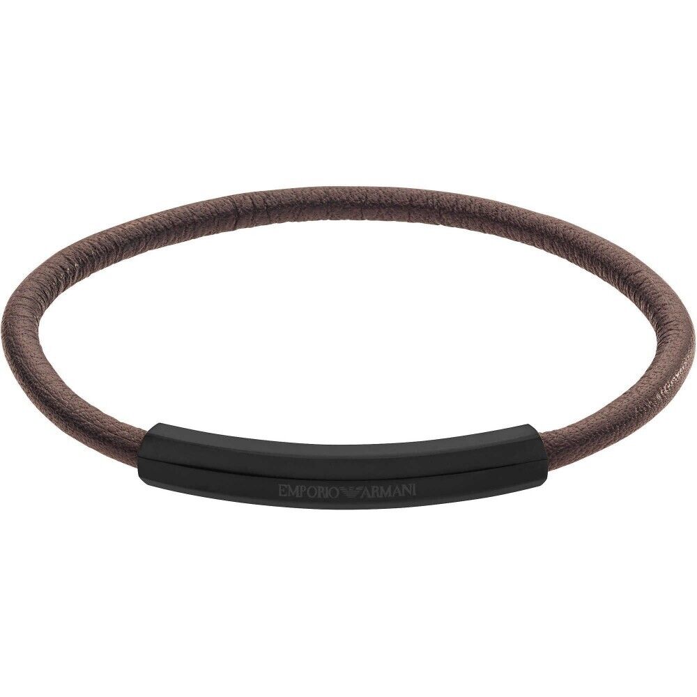 Neu EMPORIO ARMANI HERREN LEDERARMBAND EGS2404001 - BRAUN