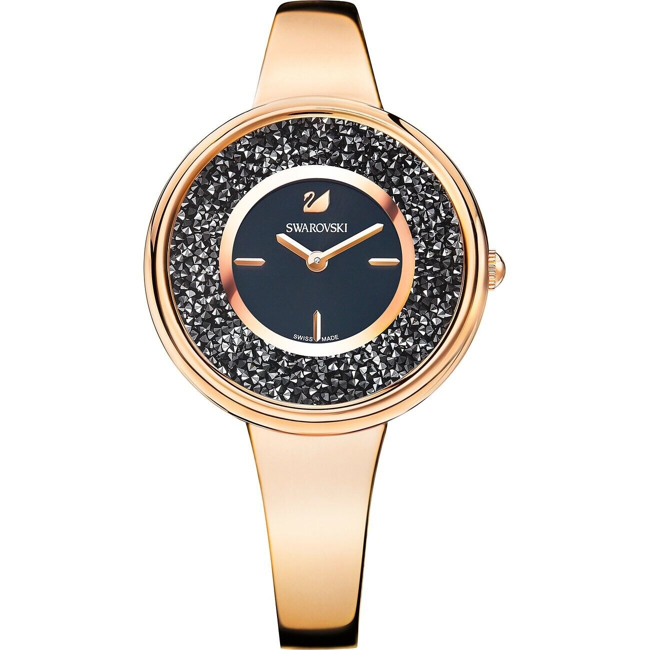 New SWAROVSKI CRYSTALLINE PURE WATCH - ROSEGOLD/BLACK -  34 MM/19 CM