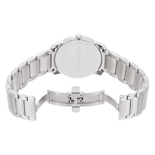 Neue, in der Schweiz hergestellte CALVIN KLEIN City Extension-Quarzuhr mit schwarzem Zifferblatt für Unisex