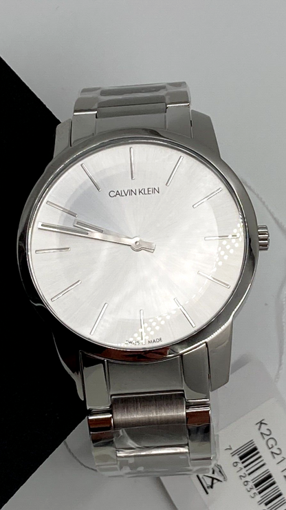 New Swiss Made CALVIN KLEIN Men's Silver Dial City Watch