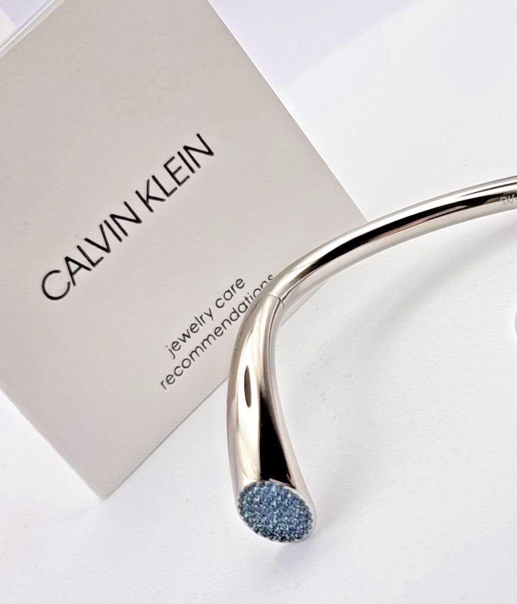 New CALVIN KLEIN OPEN BRILLIANT ARMREIF EDELSTAHL SILBER/BLAU - XS