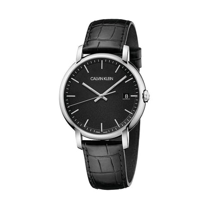 New Swiss Made CALVIN KLEIN Quartz Black Dial Black Leather Men's Watch