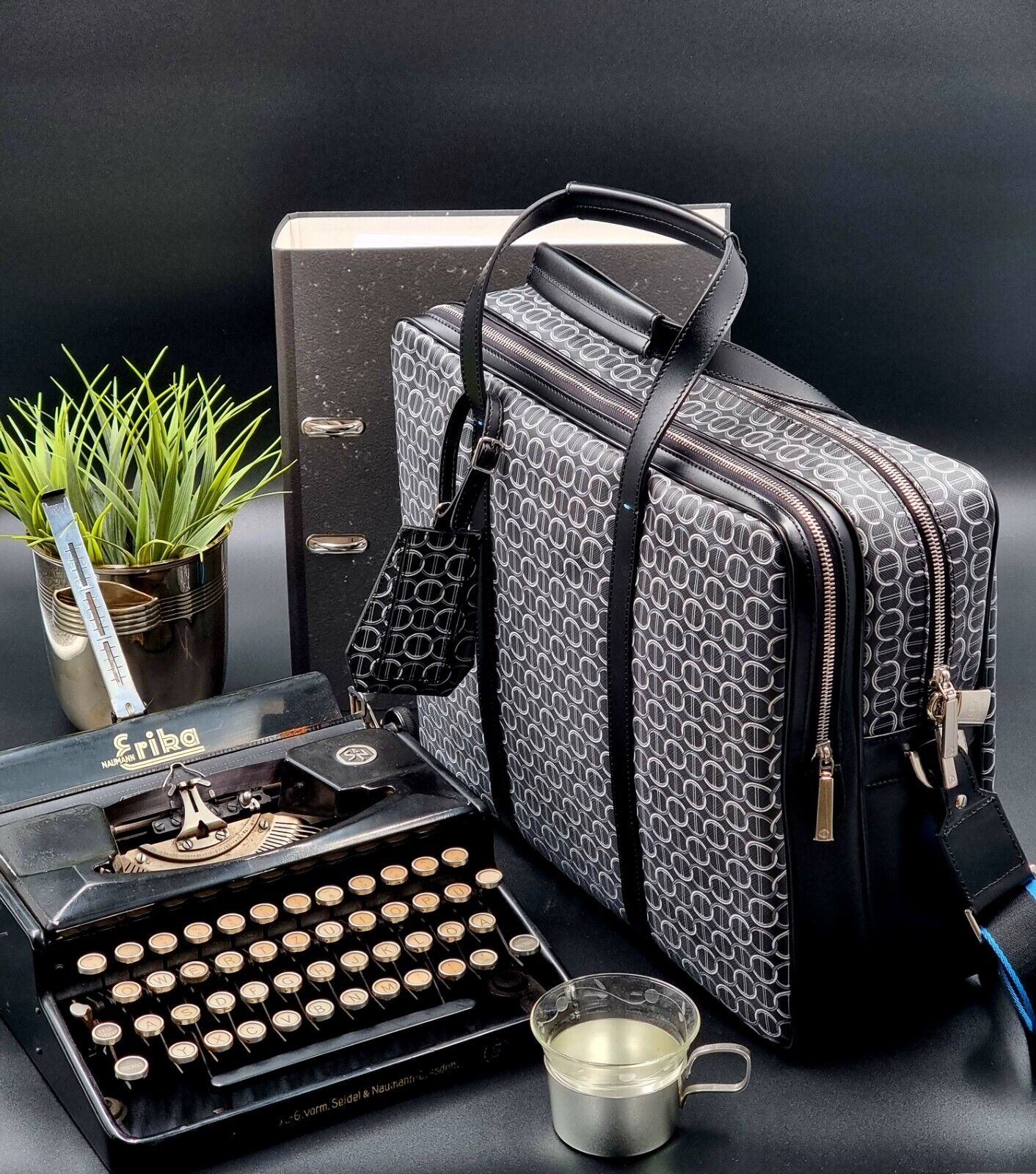 Neu DAVIDOFF COLORAMA BUSINESS BAG 2 ZIP - SCHWARZ