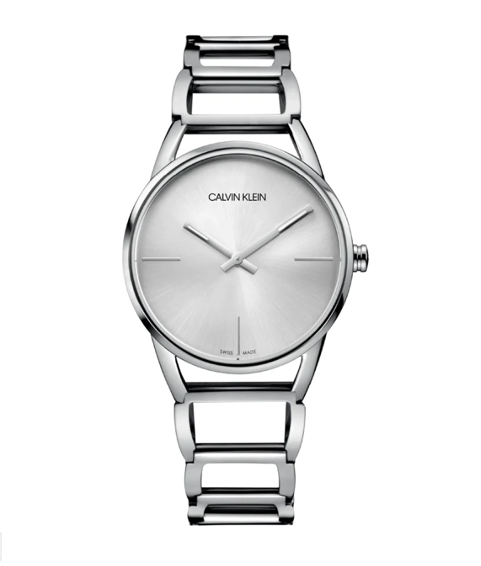 New Swiss Made CALVIN KLEIN Stately Quartz Silver Dial Ladies Watch