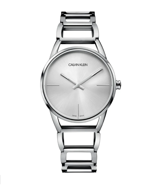 New Swiss Made CALVIN KLEIN Stately Quartz Silver Dial Ladies Watch