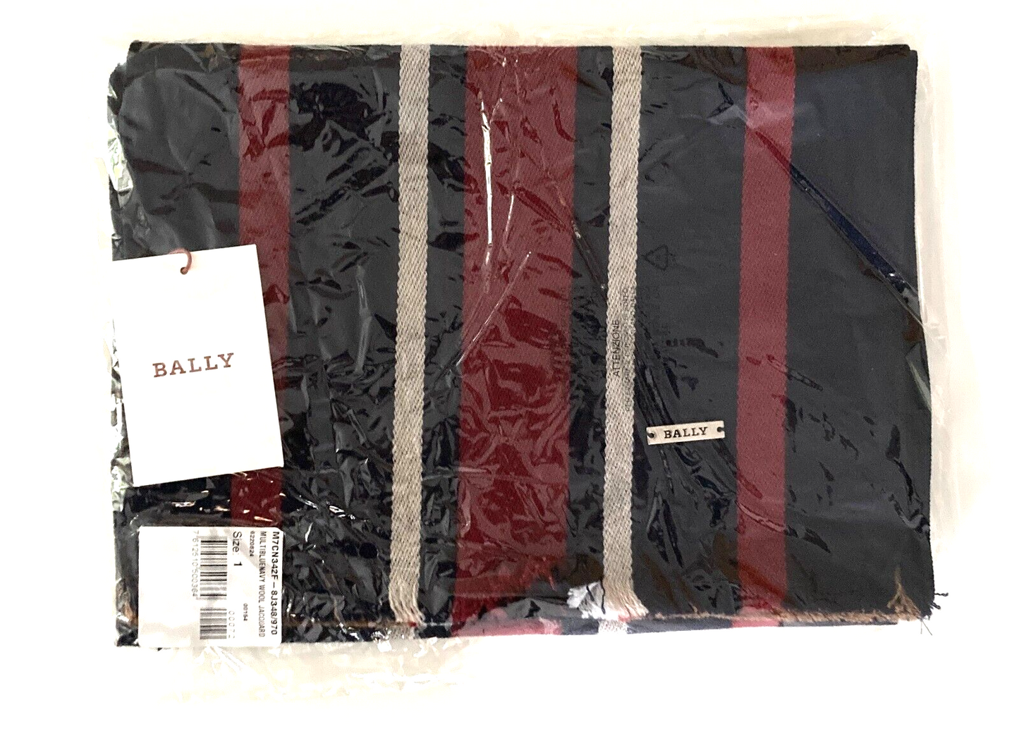 New BALLY MULTI BLUE NAVY STRIPED SCARF - JACQUARD