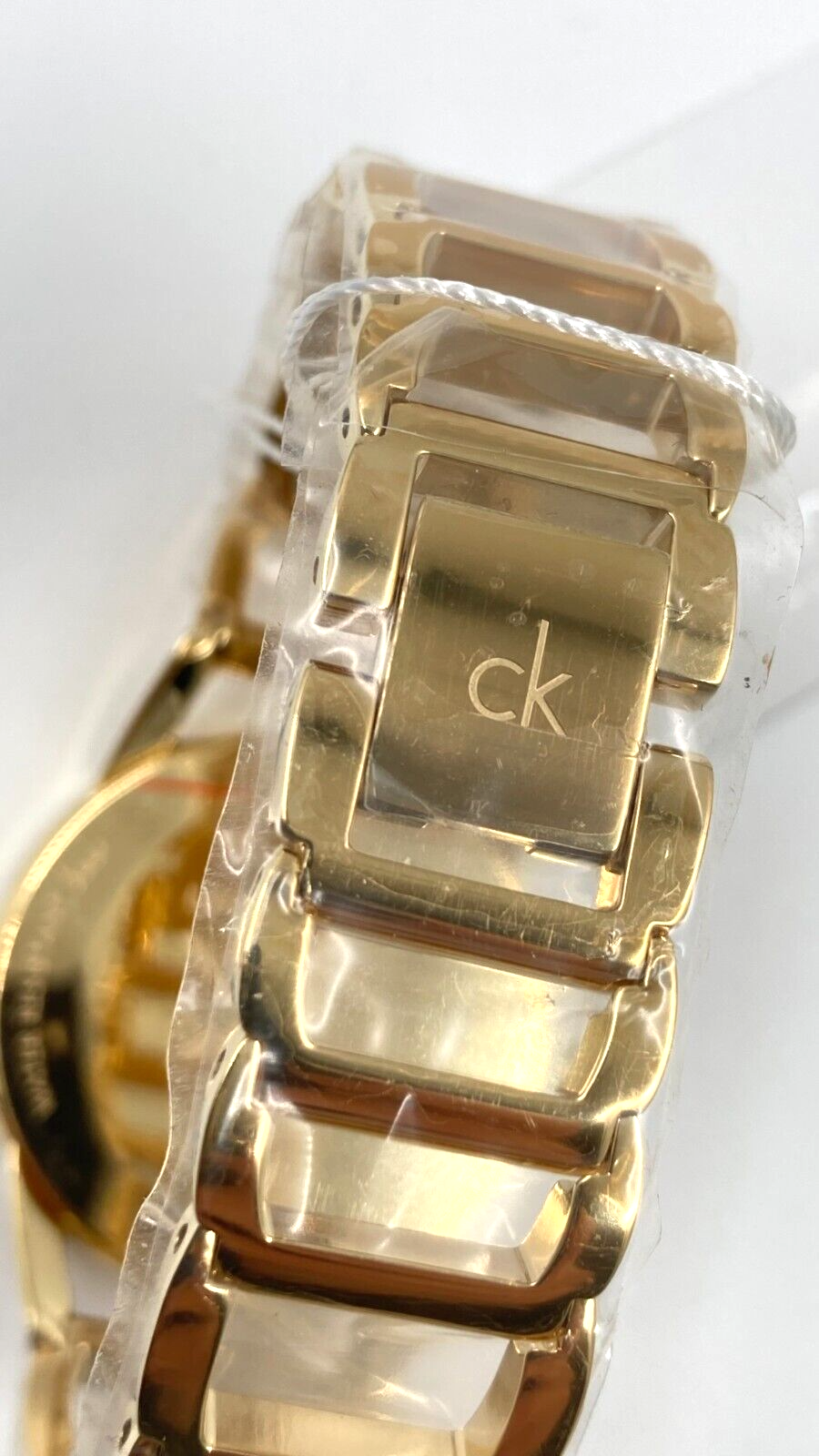 New Swiss Made CALVIN KLEIN Quartz Silver Dial Yellow Gold-tone Ladies Watch