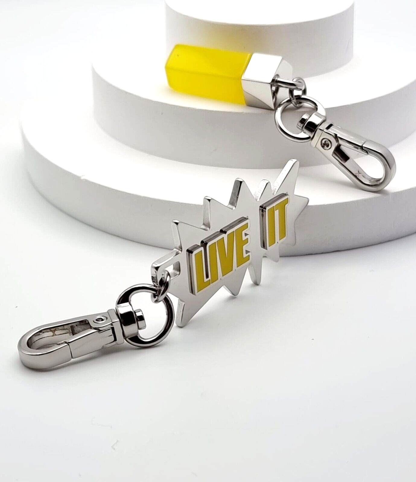 New CALVIN KLEIN JEANS DOWNTOWN KJJCJA090100 STAINLESS STEEL/ YELLOW CHARMS