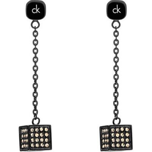 New CALVIN KLEIN EARRINGS ROCKING STAINLESS STEEL - BLACK/GOLD