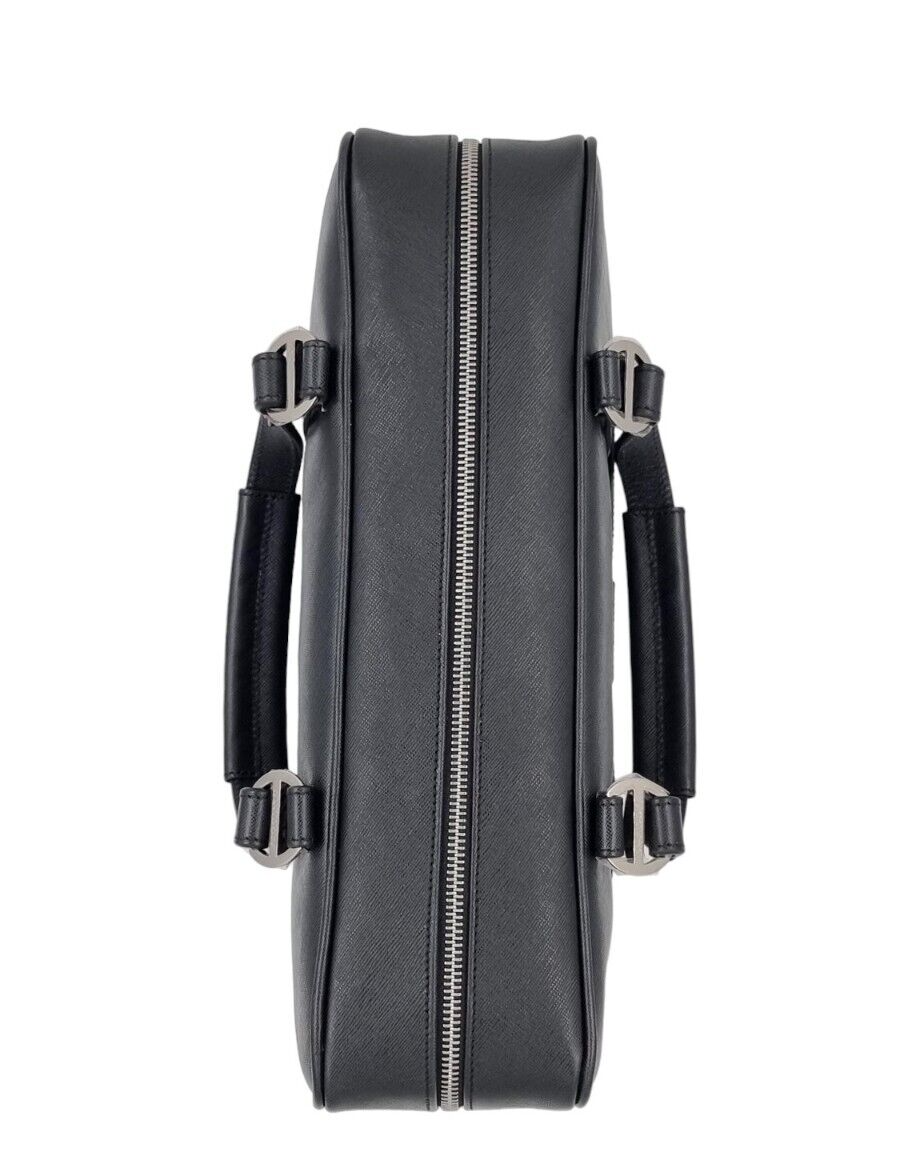 Neu DAVIDOFF LLG SAFFIANO LEDER ICON BUSINESS TASCHE 1 REISSVERSCHLUSS - SCHWARZ