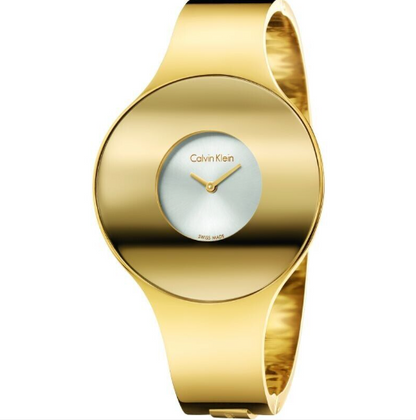 New Swiss Made CALVIN KLEIN Seamless Ladies Small Bangle Quartz Gold PVDWatch