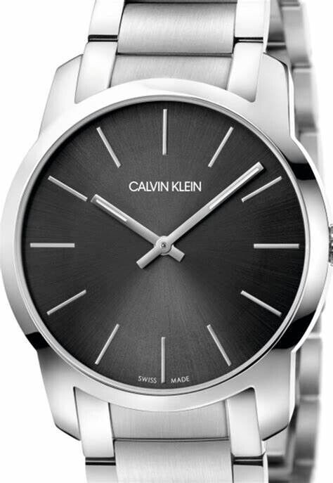 Neue, in der Schweiz hergestellte CALVIN KLEIN City Extension-Quarzuhr mit schwarzem Zifferblatt für Unisex