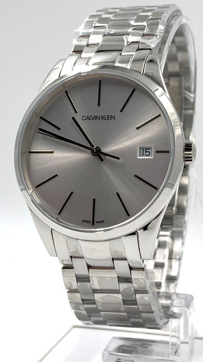 New Swiss Made CALVIN KLEIN Time Quartz Silver Dial LadiesWatch