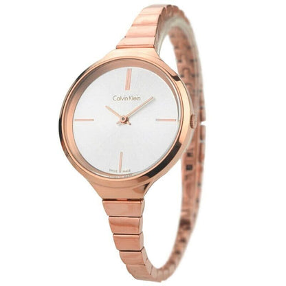 New Swiss Made CALVIN KLEIN Lively Silver Dial Rose Gold-tone LadiesWatch