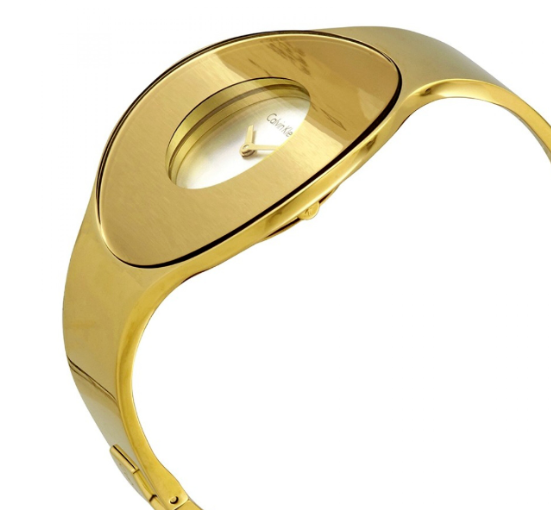 New Swiss Made CALVIN KLEIN Seamless Ladies Small Bangle Quartz Gold PVDWatch