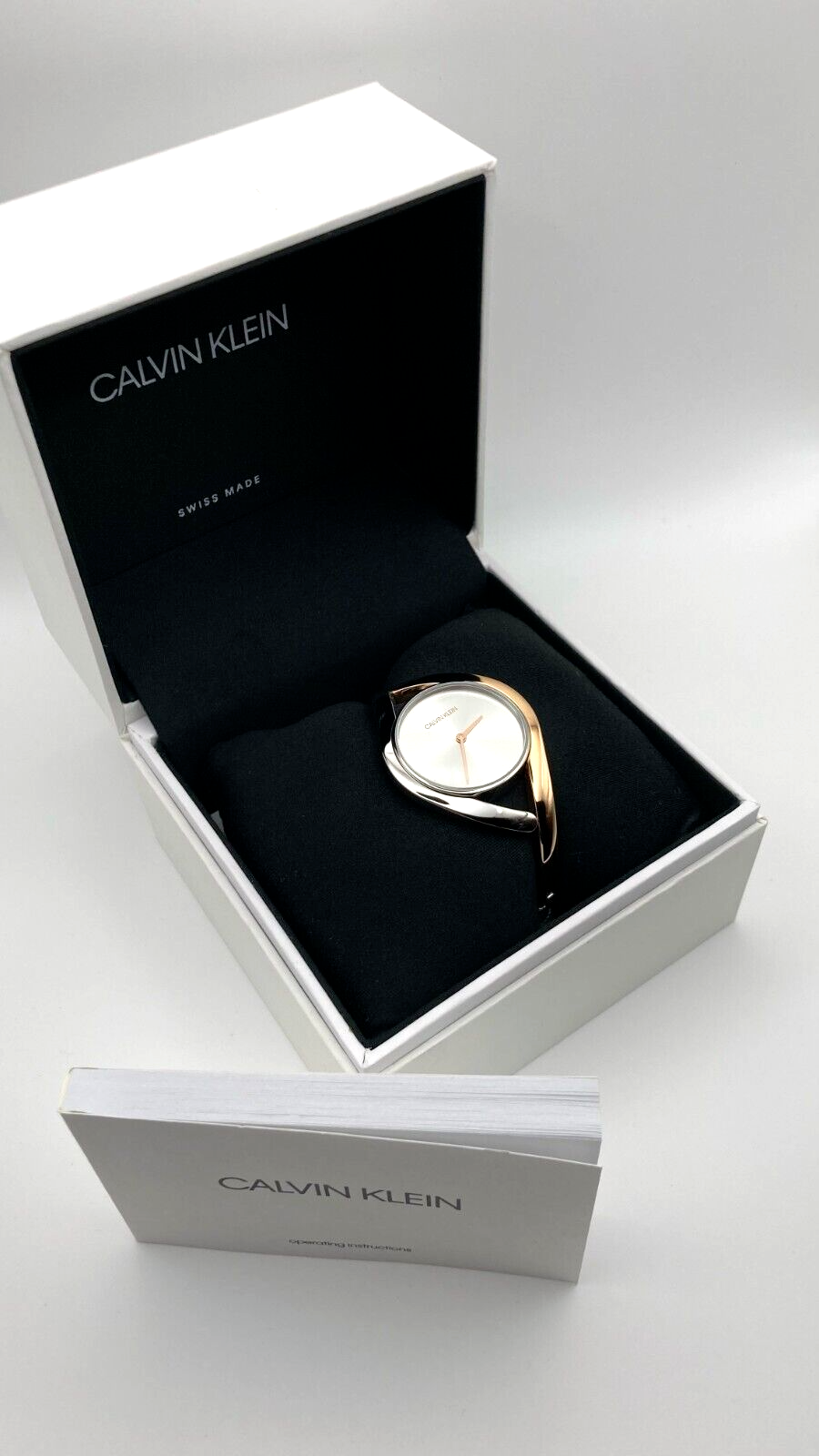 New Swiss Made CALVIN KLEIN Party Silver Dial Small Bangle Ladies Watch