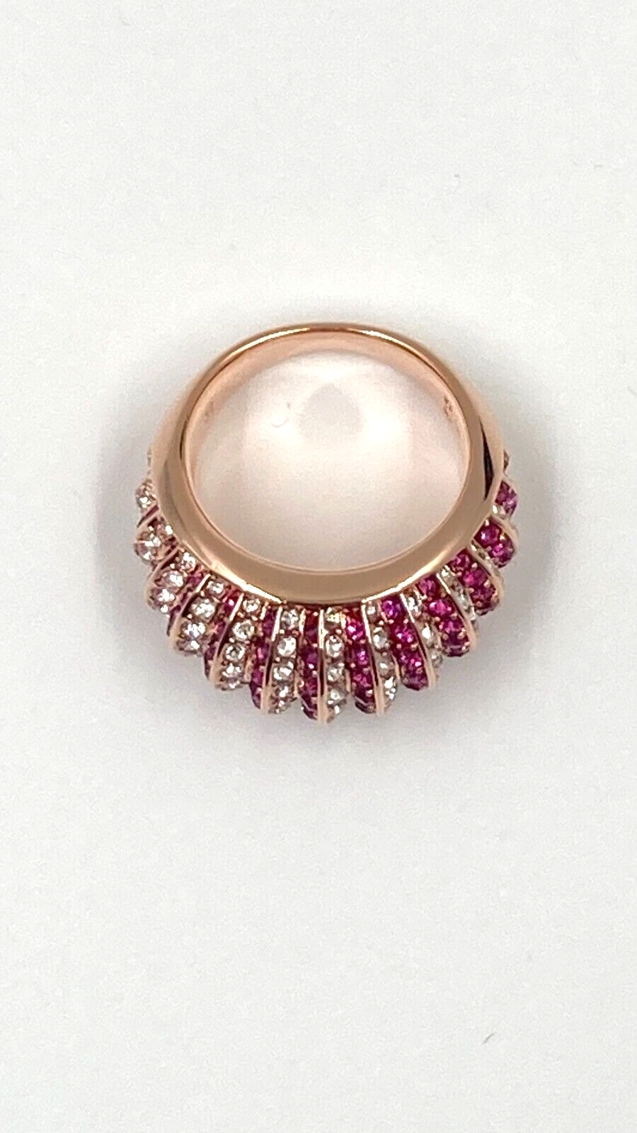 New SWAROVSKI LUXURY DOMED RING - PINK CRYSTALS - ROSE GOLD - SIZE 50