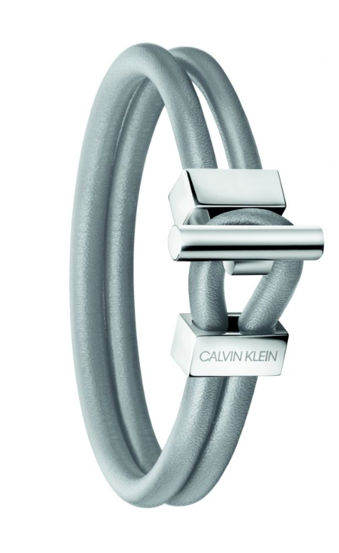 New CALVIN KLEIN ANCHOR KJ8WAB09010M STAINLESS STEEL GREY LEATHER BRACELET - M