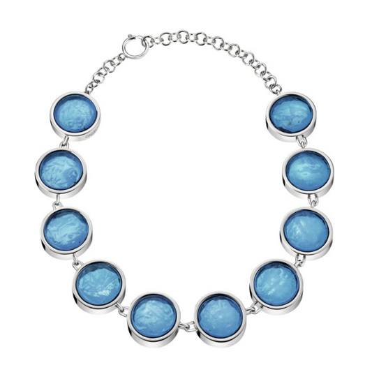 New CALVIN KLEIN CHARISMA CHOKER NECLACE KJANLN020100  - SILVER/BLUE