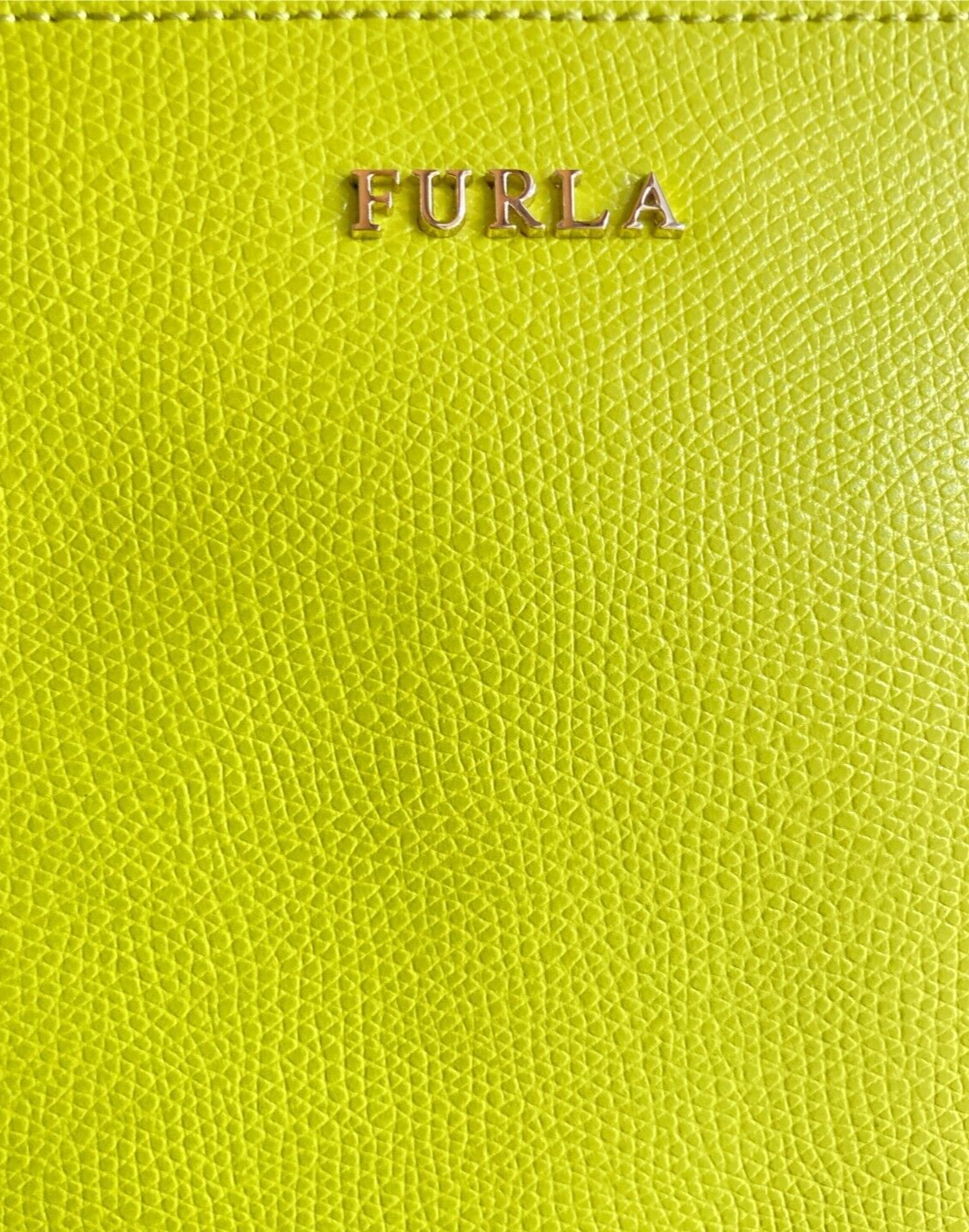 Neu FURLA BABYLON UMSCHLAGTASCHE - LIME YELLOW