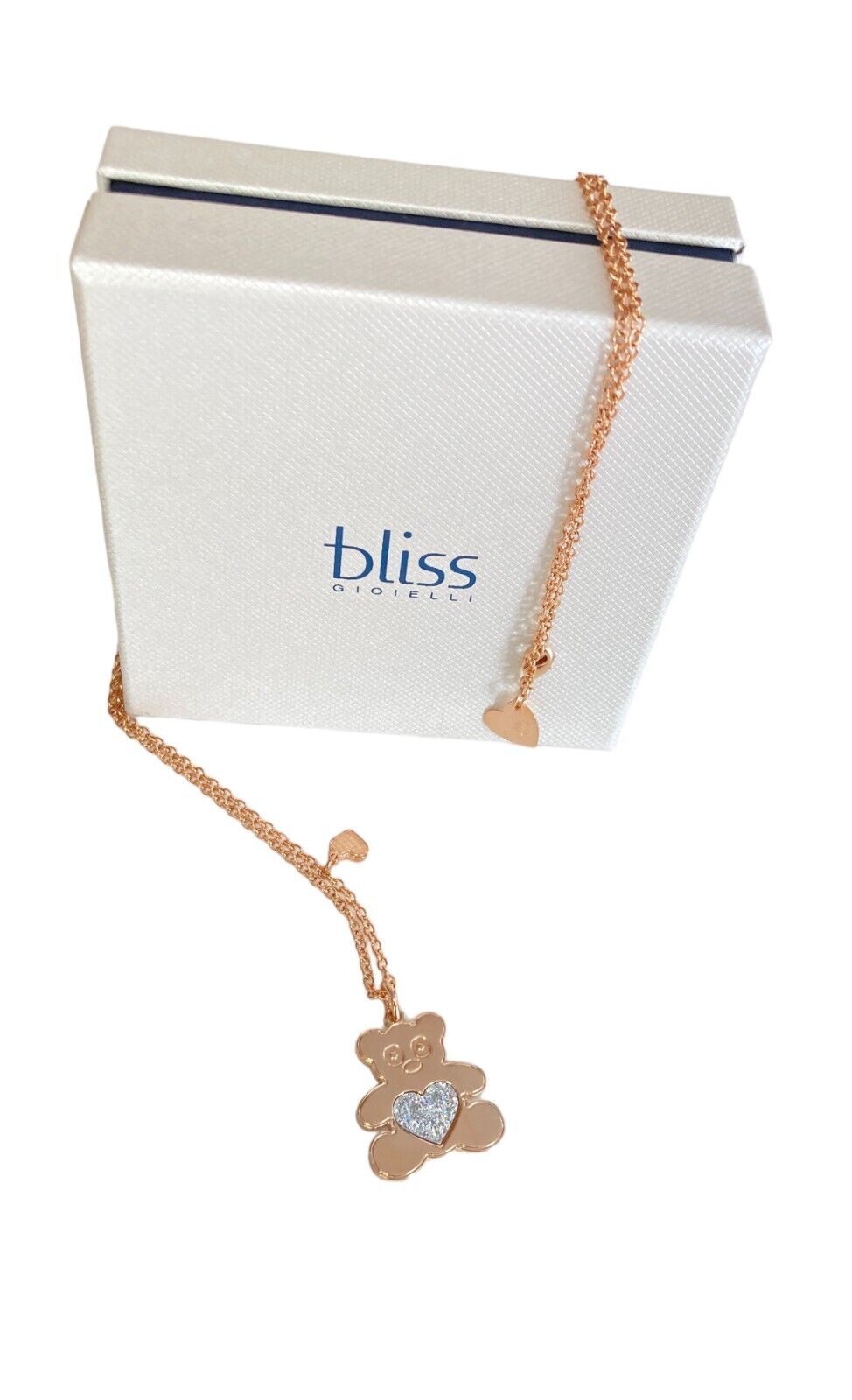 New BLISS Glittermania Necklace - Teddy Bear - Rose Gold