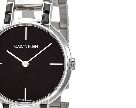 Neue, in der Schweiz hergestellte CALVIN KLEIN „Cheers“ Quarzuhr mit schwarzem Zifferblatt