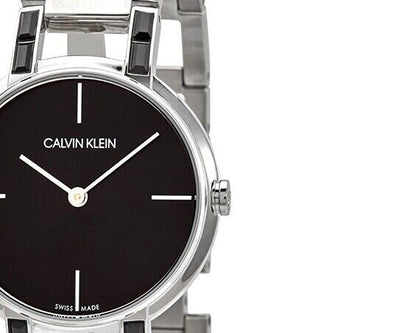 Neue, in der Schweiz hergestellte CALVIN KLEIN „Cheers“ Quarzuhr mit schwarzem Zifferblatt