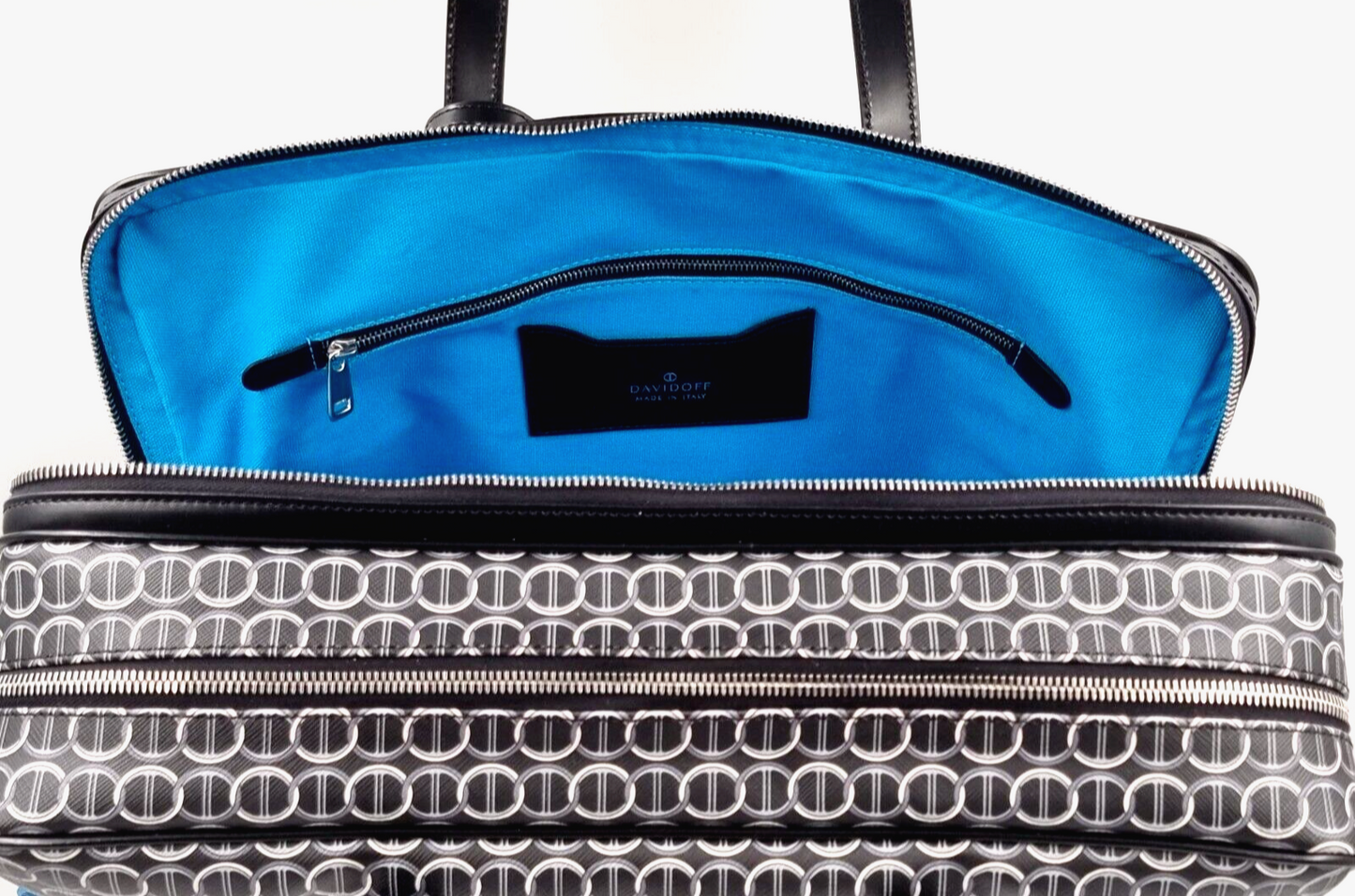 Neu DAVIDOFF COLORAMA BUSINESS BAG 2 ZIP - SCHWARZ