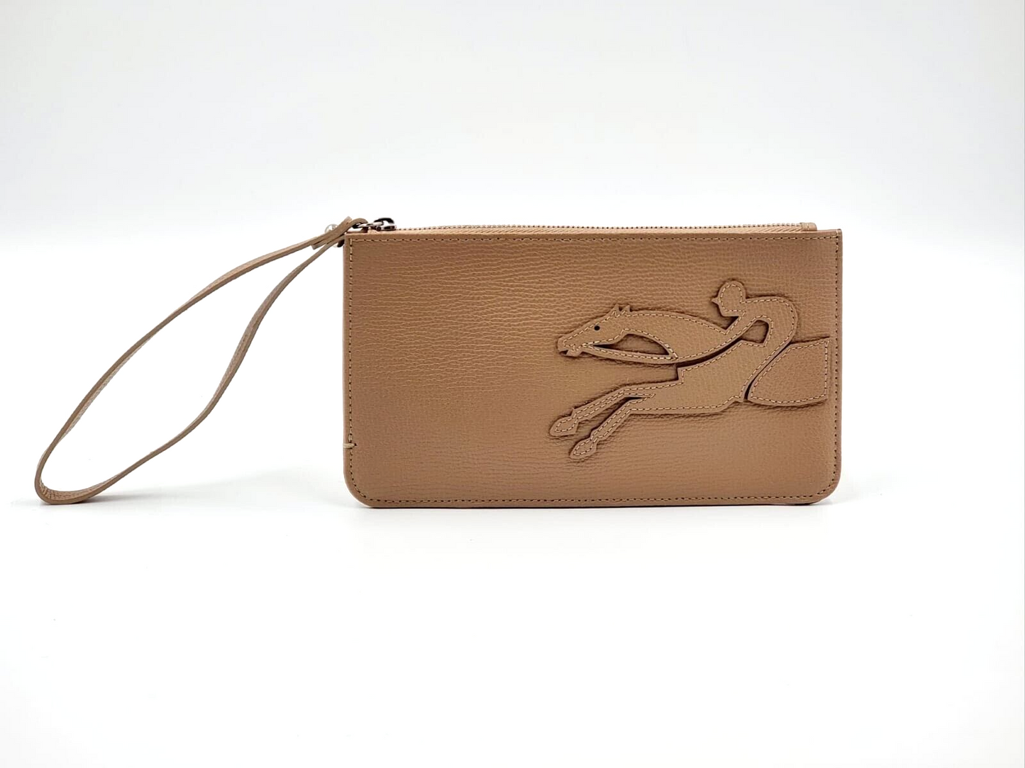 LONGCHAMP SHOP-IT LEATHER POUCH SMALL - SAND